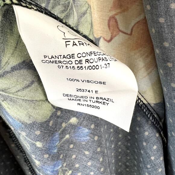 FARM RIO Majorca Wrap Dress Tropical Floral Polka Dot Print Maxi Ruffle SMALL - Picture 6 of 9